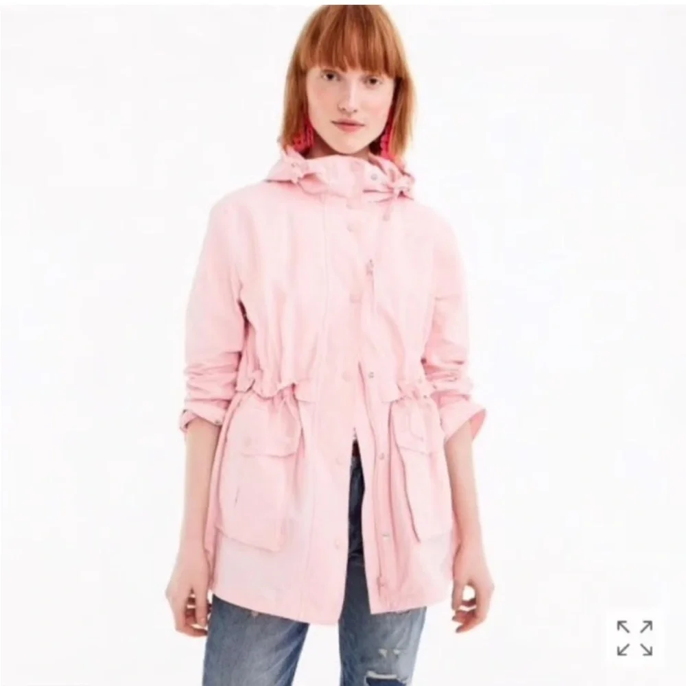 J. Crew Pink Lightweight Jacket Raincoat Hood Size XS